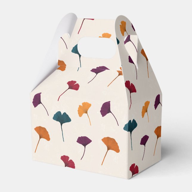 Ginkgo Leaf Pattern Watercolor Fall Autumn Colours Favour Box (Front Side)
