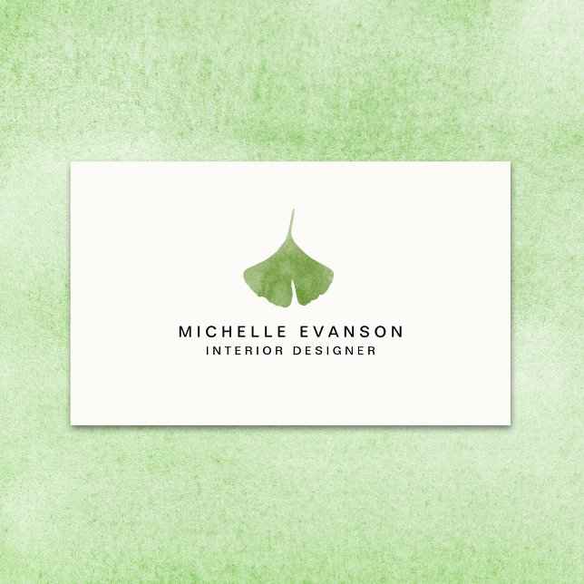 Ginkgo Leaf Simple Nature Minimalist Business Card (Creator Uploaded)