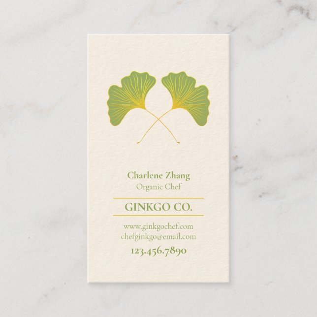 Ginkgo Leaves and Polygon Pattern Business Card (Front)