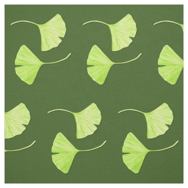 Ginkgo Leaves Botanical Art Fabric (Swatch)