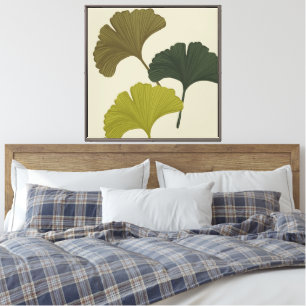 Ginkgo Leaves Customisable Background Colours Canvas Print