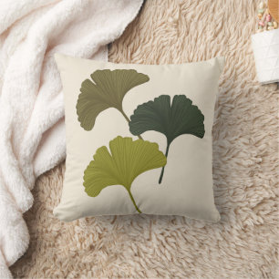 Ginkgo Leaves Customisable Background Colours  Cushion