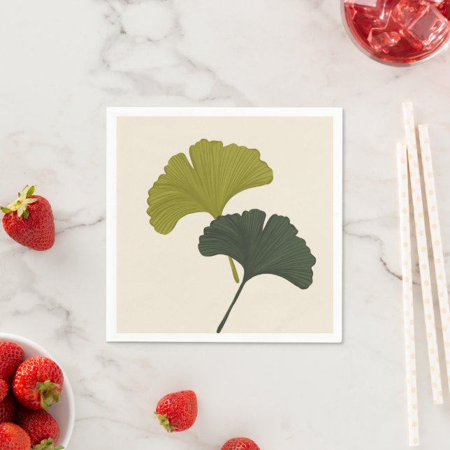 Ginkgo Leaves Customisable Background Colours  Napkin (Insitu)