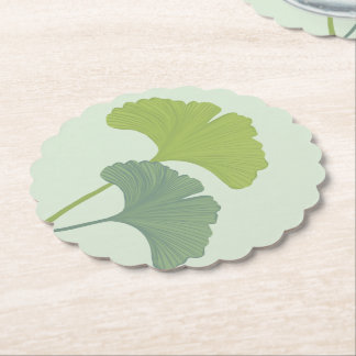 Ginkgo Leaves Customisable Background Colours  Paper Coaster