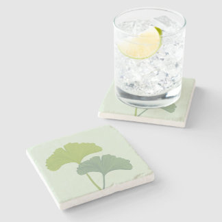 Ginkgo Leaves Customisable Background Colours  Stone Coaster