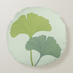 Ginkgo Leaves Customizable Background Colors Round Cushion