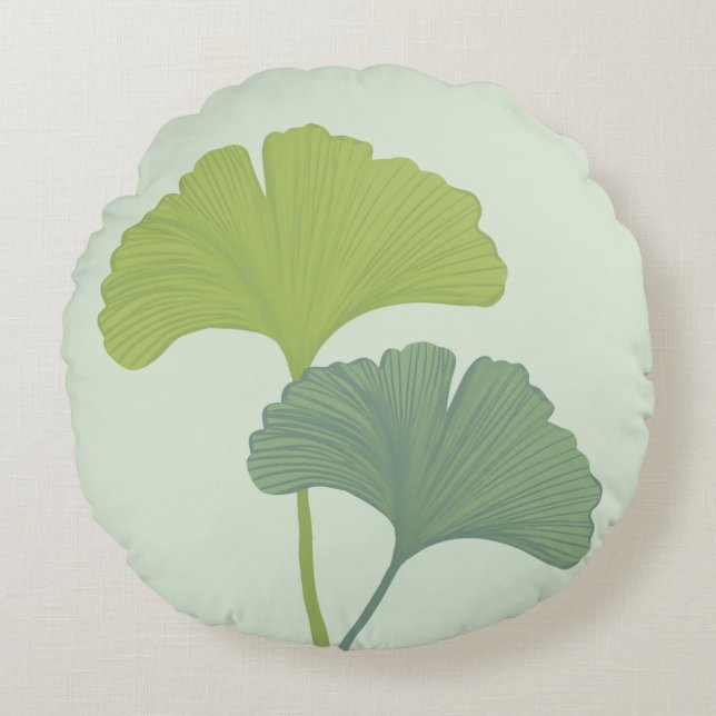 Ginkgo Leaves Customizable Background Colors  Round Cushion (Front)
