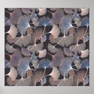 Ginkgo leaves: elegant natural pattern. poster