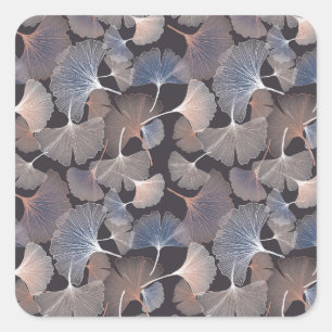 Ginkgo leaves: elegant natural pattern. square sticker