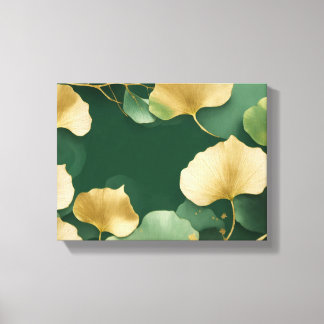 Ginkgo leaves gold green canvas print