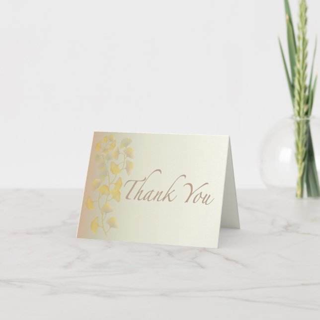 Ginkgo Leaves in Fall Thank You Card (Front)