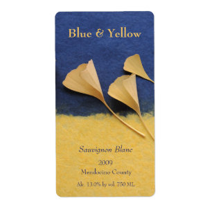 Ginkgo leaves on handmade paper wine label