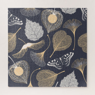 Ginkgo Leaves: Seamless Floral Elegance. Jigsaw Puzzle