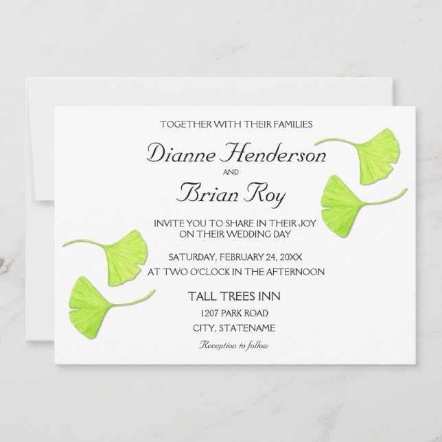 Ginkgo Leaves Wedding Invitation (Front)