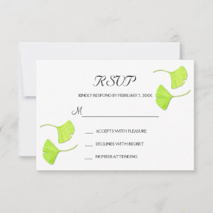 Ginkgo Leaves Wedding RSVP Postcard