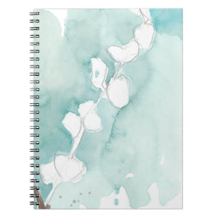 Ginkgo on Dusty Teal - White Notebook