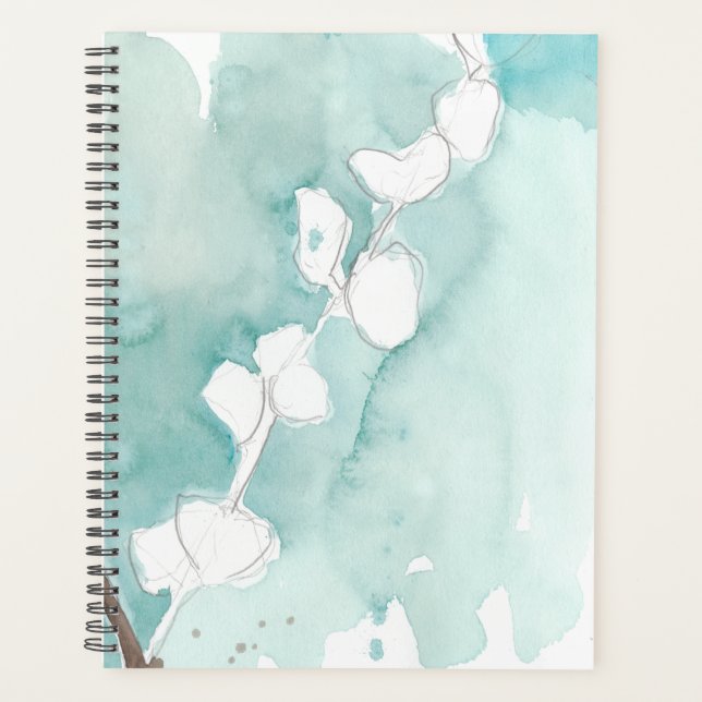 Ginkgo on Dusty Teal - White Planner (Front)