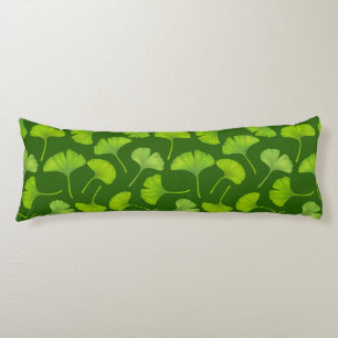 Ginkgo pattern on dark green body cushion