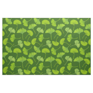 Ginkgo pattern on dark green fabric