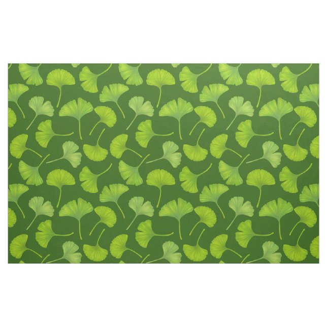 Ginkgo pattern on dark green fabric (Fat Quarter)
