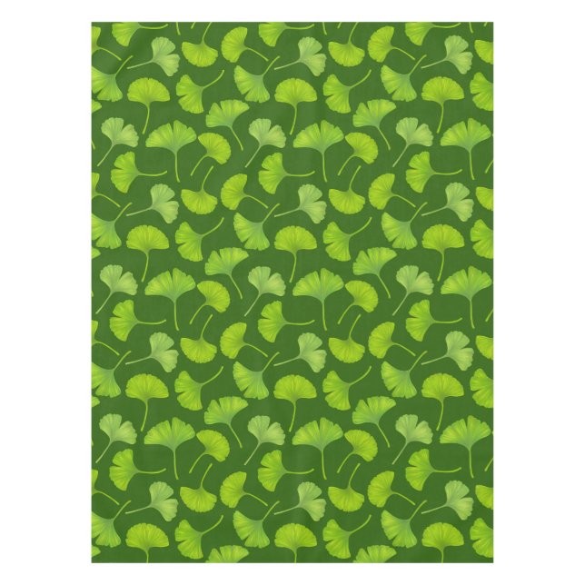 Ginkgo pattern on dark green tablecloth (Front)