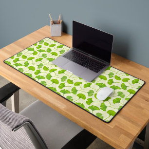 Ginkgo pattern on off white desk mat