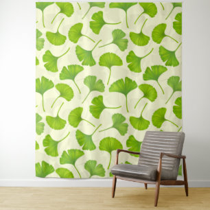 Ginkgo pattern on off white tapestry
