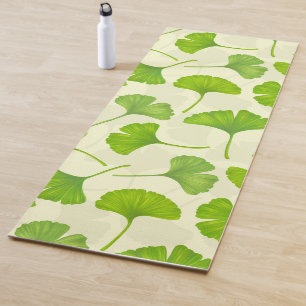 Ginkgo pattern on off white yoga mat