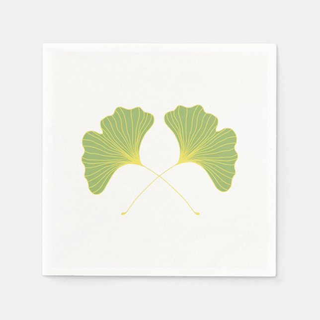Ginkgo Tree Leaves Spring Green Napkin (Front)