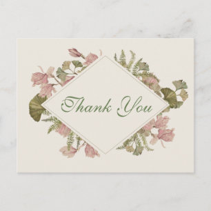 Ginkgo Watercolor Floral Wedding Thank You Postcard