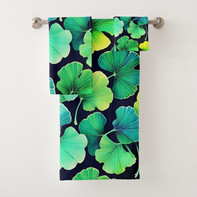 Ginko biloba leaves  bath towel set (Insitu)