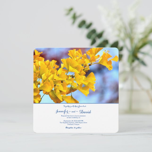 Ginko Biloba Wedding Invitation (Standing Front)