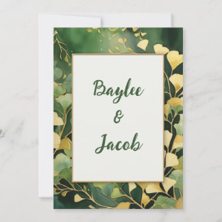 Ginko Leaves and Gold Wedding Invitation
