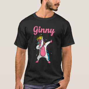 Ginny Name Personalised Birthday Dabbing Unicorn Q T-Shirt