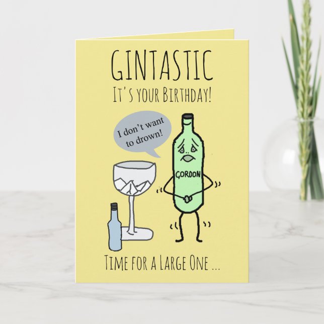 Gintastic It's your Birthday customisable Card (Front)
