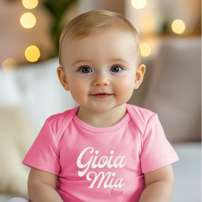 Gioia Mia Baby Bodysuit (Baby bodysuit with “Gioia Mia,” customizable with baby’s name, celebrating Italian heritage and love)