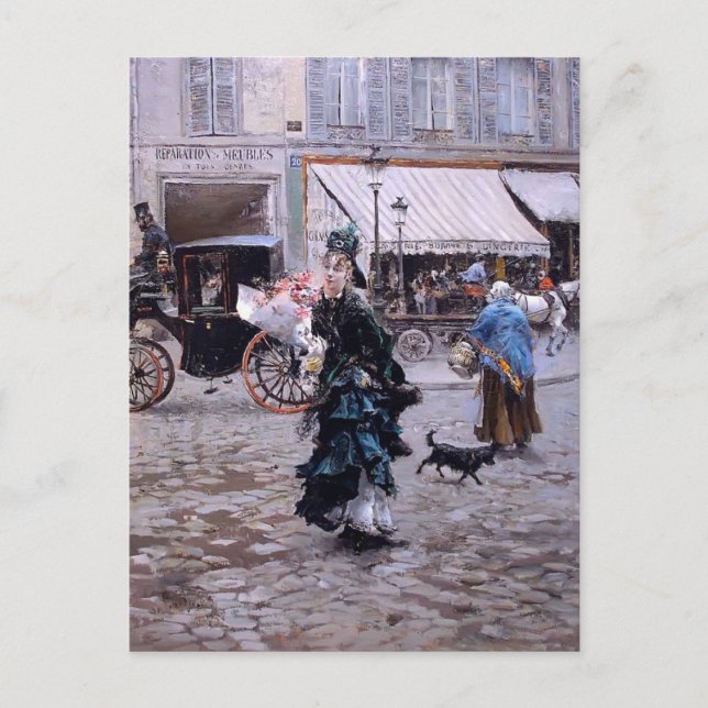 Giovanni Boldini- Crossing the Street Postcard (Front)