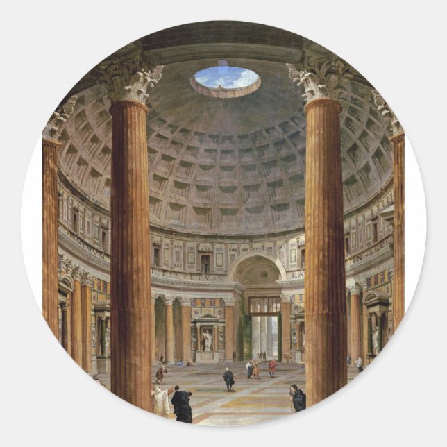 Giovanni Paolo Panini - The Pantheon, Rome Classic Round Sticker (Front)