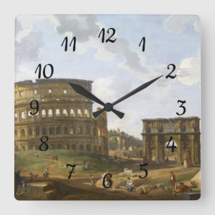 Giovanni Paolo Panini View of the Colosseum Square Wall Clock