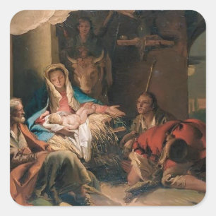 Giovanni Tiepolo- The Adoration of the Shepherds Square Sticker