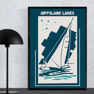 Gippsland Lakes in Australia - Vintage Sailing Poster