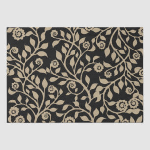 Gipsy Swirls Elegant Floral Pattern Black Beige Tissue Paper