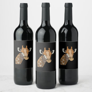 gir7animal giraffe wine label