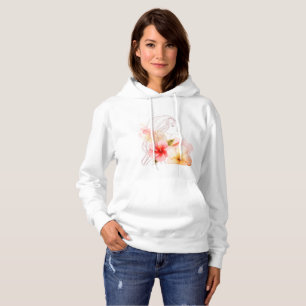 Gir close her eyes whithe red flower hoodie