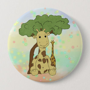 Giraffe 10 Cm Round Badge