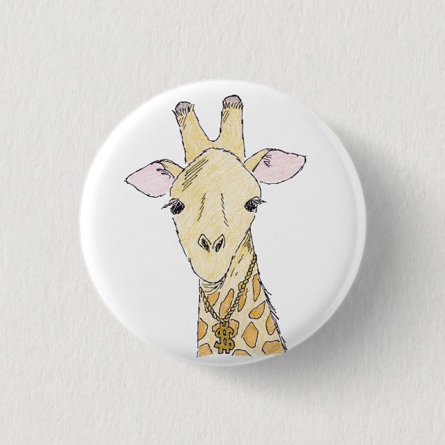 giraffe 3 cm round badge (Front)