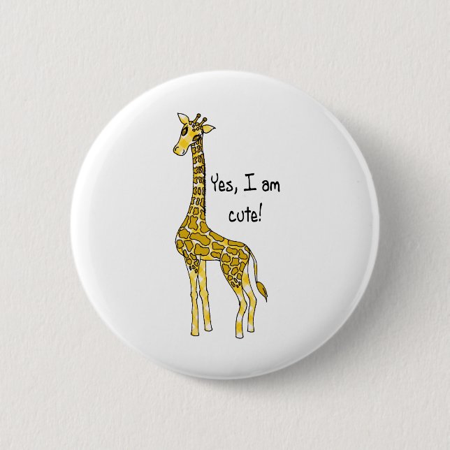 giraffe 6 cm round badge (Front)