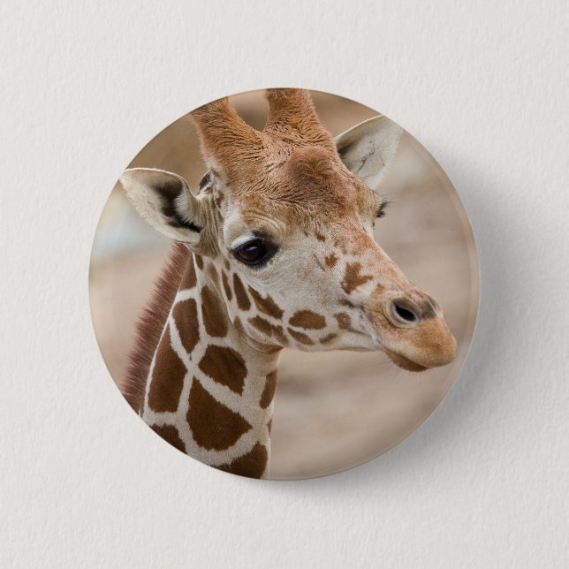 giraffe 6 cm round badge (Front)