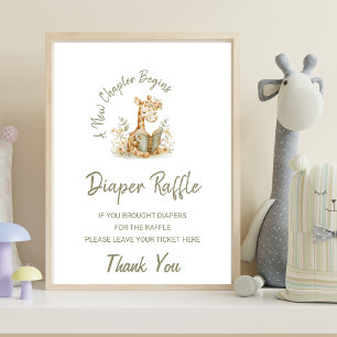 Giraffe A New Chapter Begins  Diaper Raffle Sign