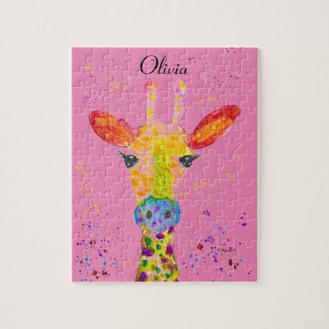 Giraffe Abstract Animals Wild Cute Art Rainbow Jigsaw Puzzle (Vertical)